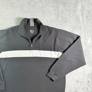 Adidas Mens 1/4 Zip Sweater Long Sleeve Black White Stripe Ribbed Collar L G